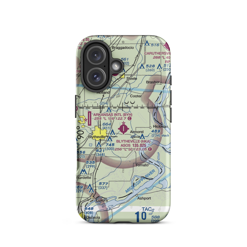Blytheville Municipal Airport (HKA) VFR Sectional  Tough iPhone Case iPhone 16 model shown