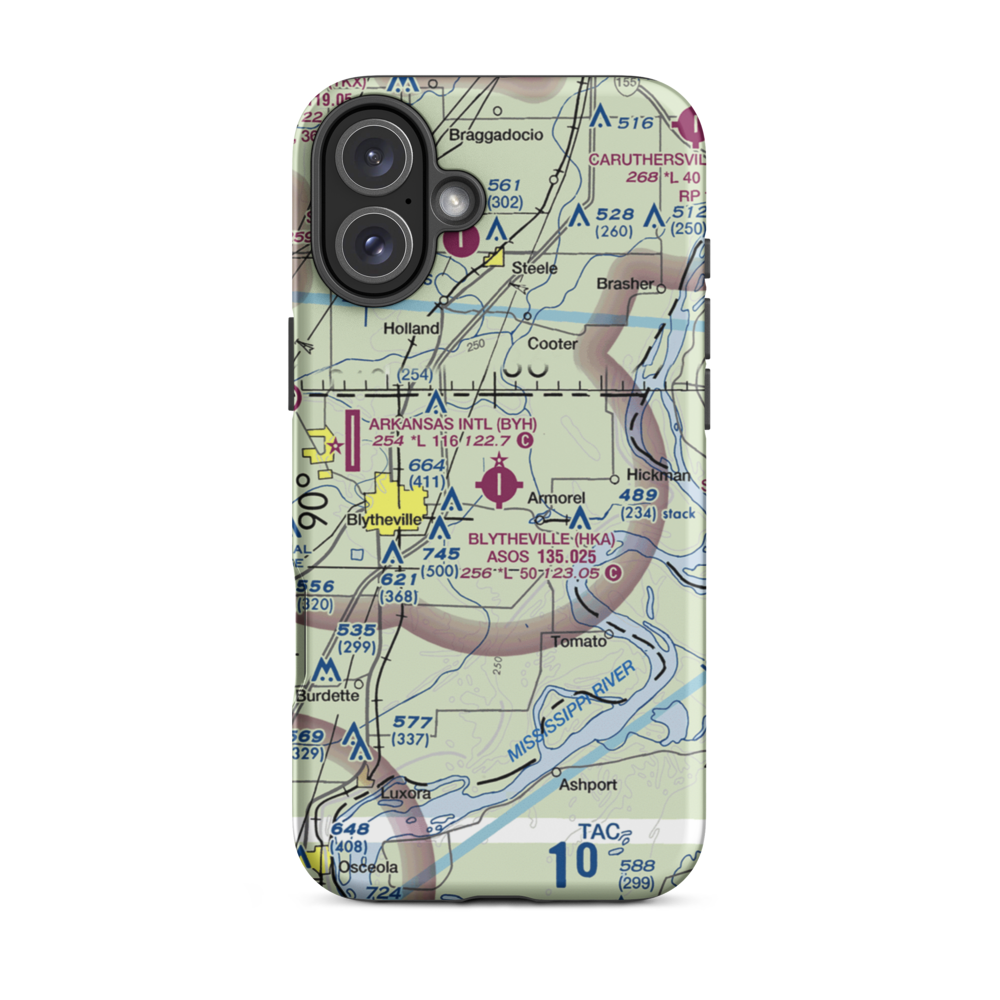 Blytheville Municipal Airport (HKA) VFR Sectional  Tough iPhone Case iPhone 16 Plus model shown