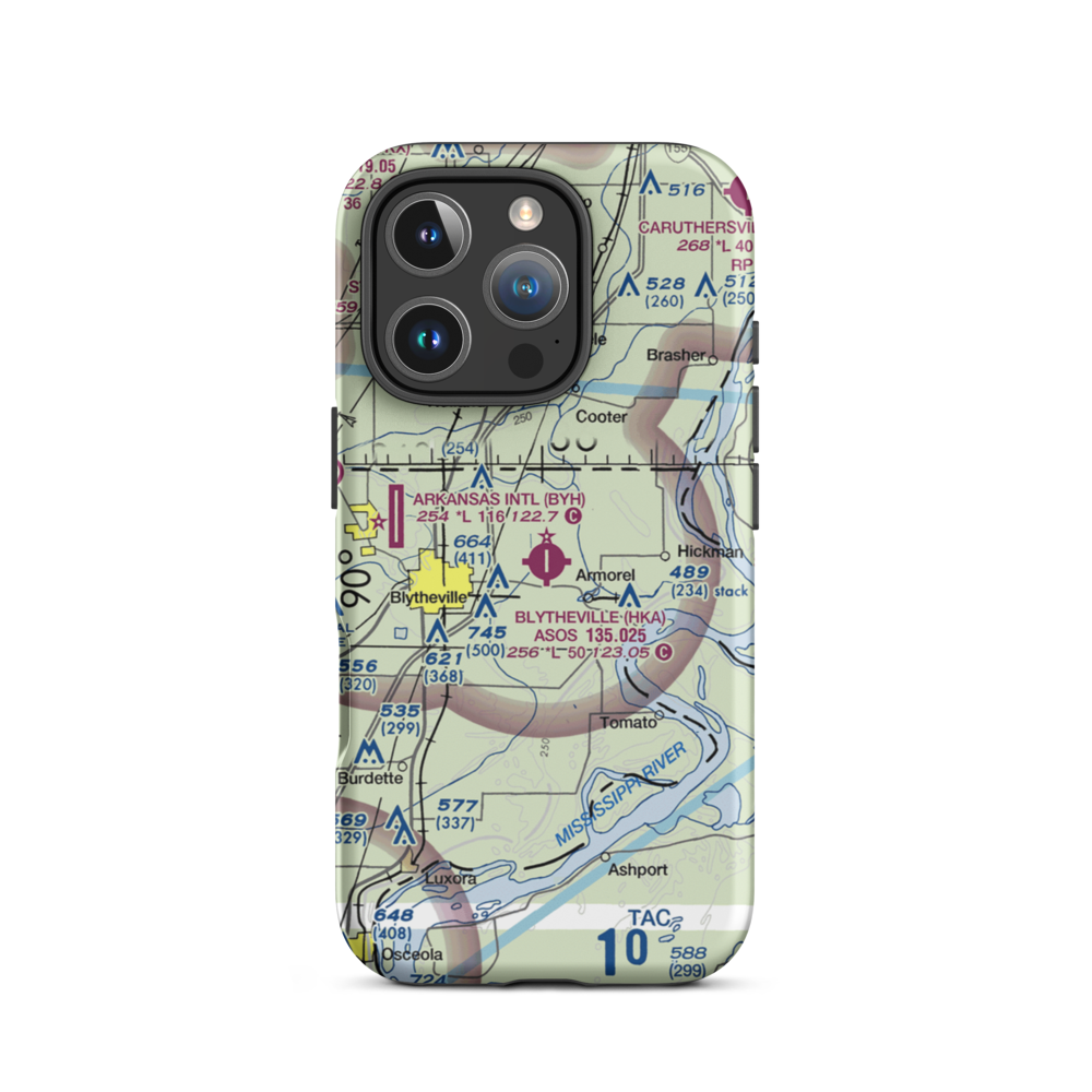 Blytheville Municipal Airport (HKA) VFR Sectional  Tough iPhone Case iPhone 16 Pro model shown