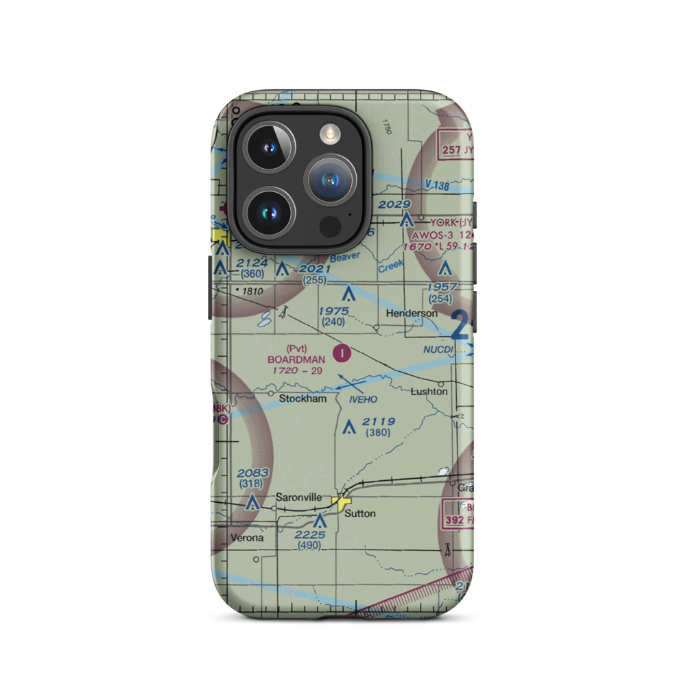 Boardman Aerial Airport (38NE) VFR Sectional  Tough iPhone Case iPhone 16 Pro model shown