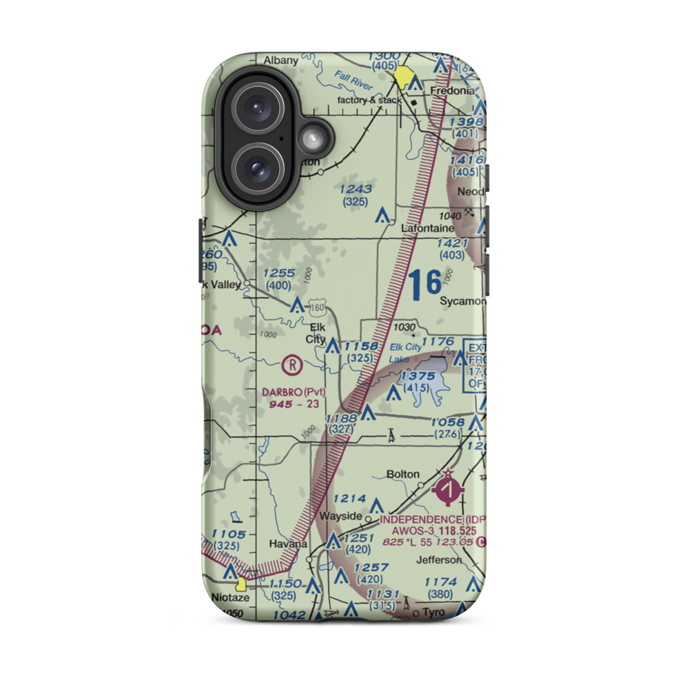 Bob Faler Airport (SN44) VFR Sectional  Tough iPhone Case iPhone 16 Plus model shown