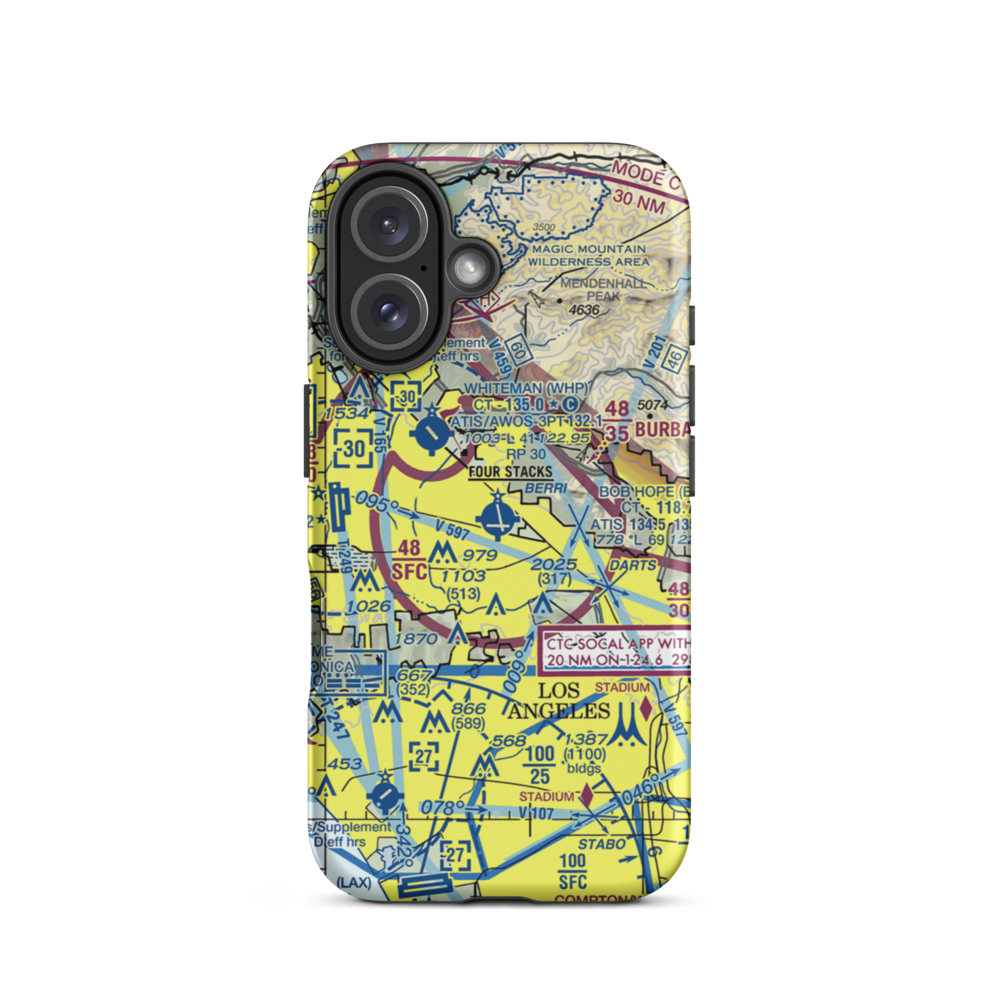 Bob Hope Airport (BUR) VFR Sectional  Tough iPhone Case iPhone 16 model shown