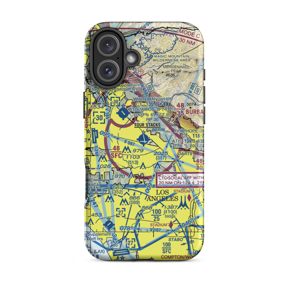 Bob Hope Airport (BUR) VFR Sectional  Tough iPhone Case iPhone 16 Plus model shown