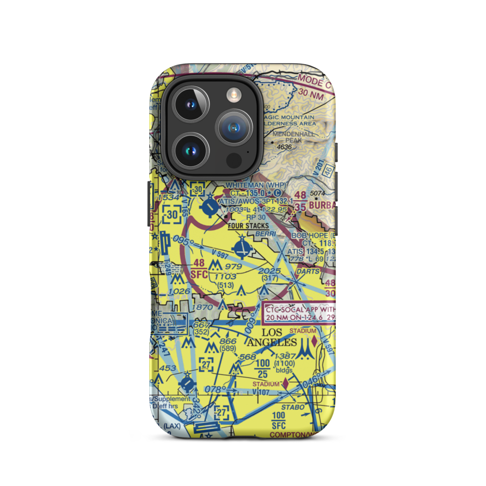 Bob Hope Airport (BUR) VFR Sectional  Tough iPhone Case iPhone 16 Pro model shown