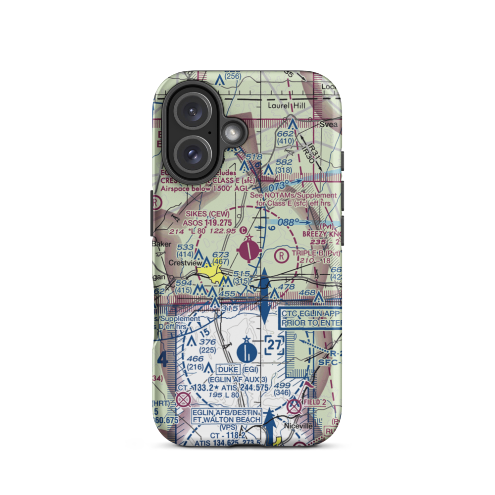 Bob Sikes Airport (CEW) VFR Sectional  Tough iPhone Case iPhone 16 model shown