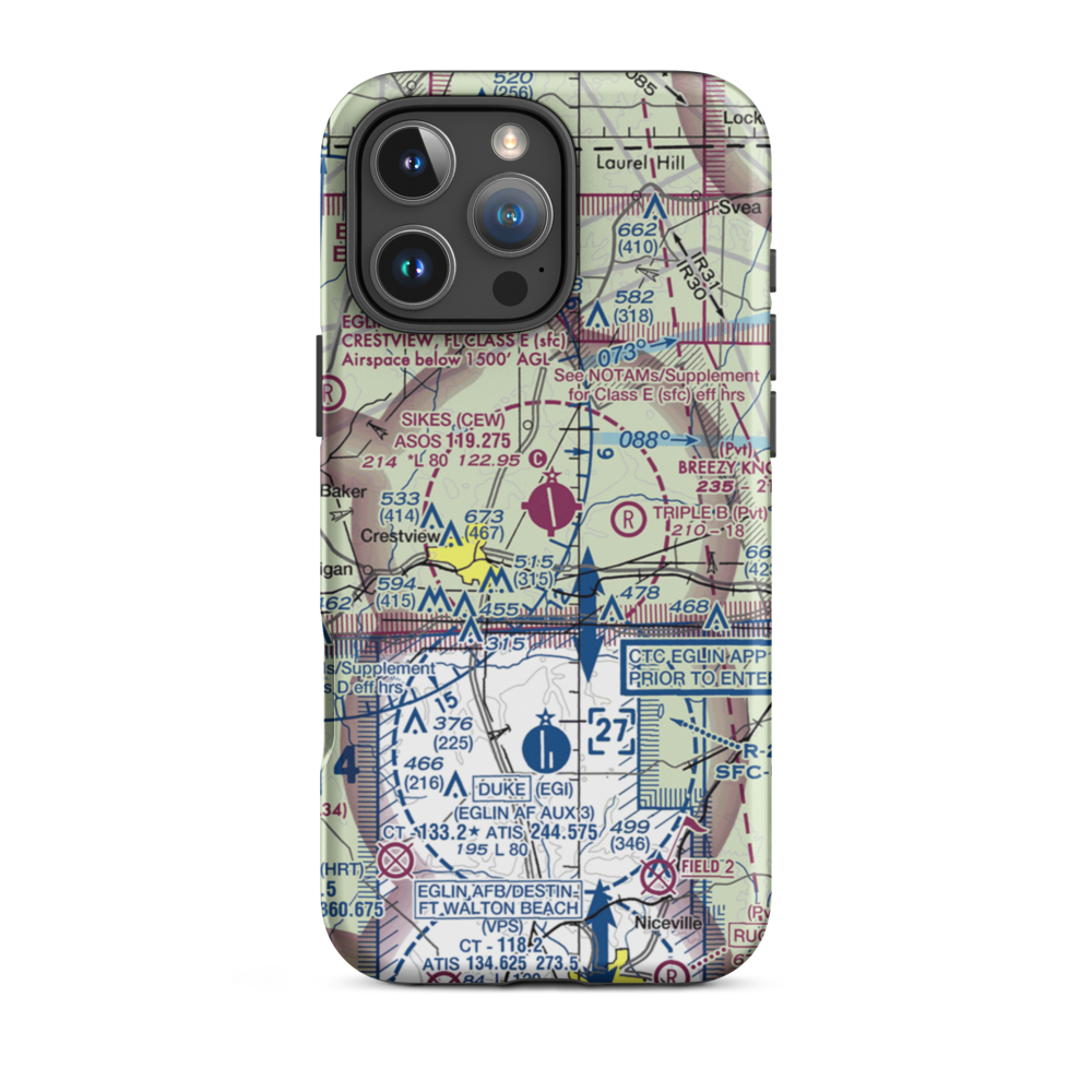 Bob Sikes Airport (CEW) VFR Sectional  Tough iPhone Case iPhone 16 Pro Max model shown