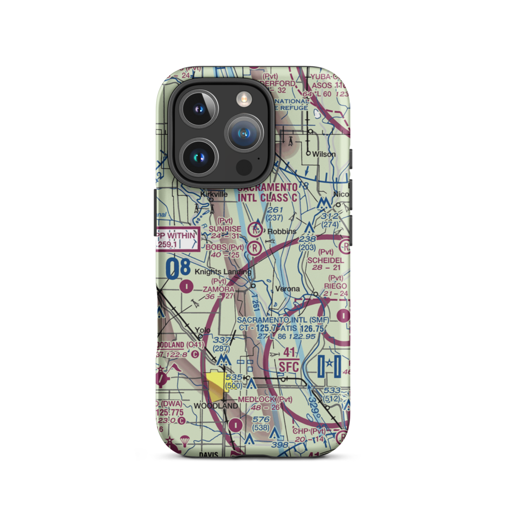 Bob's Flying Service Inc Airport (32CL) VFR Sectional  Tough iPhone Case iPhone 16 Pro model shown