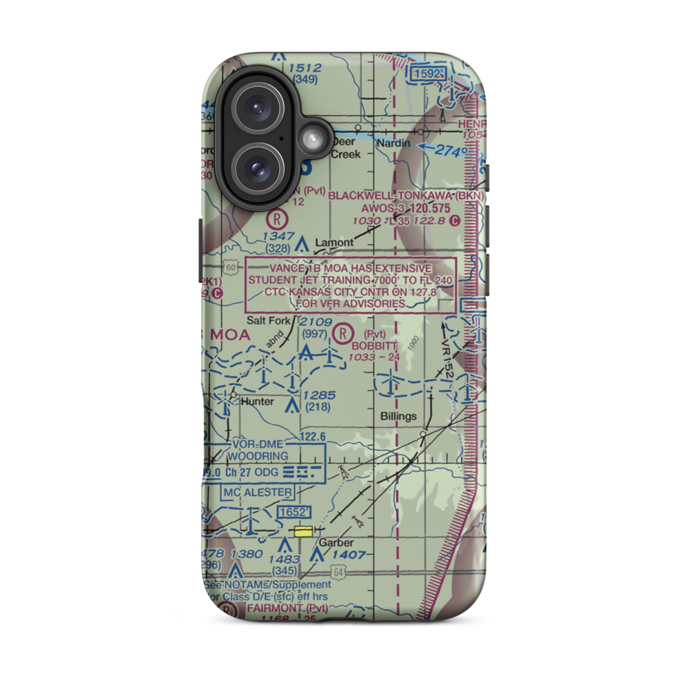 Bobbitt Airport (02OK) VFR Sectional  Tough iPhone Case iPhone 16 Plus model shown