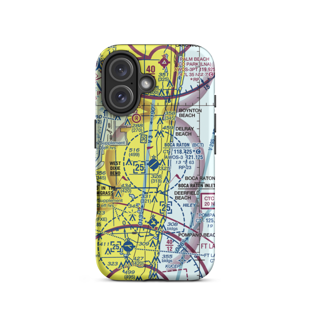 Boca Raton Airport (BCT) VFR Sectional  Tough iPhone Case iPhone 16 model shown