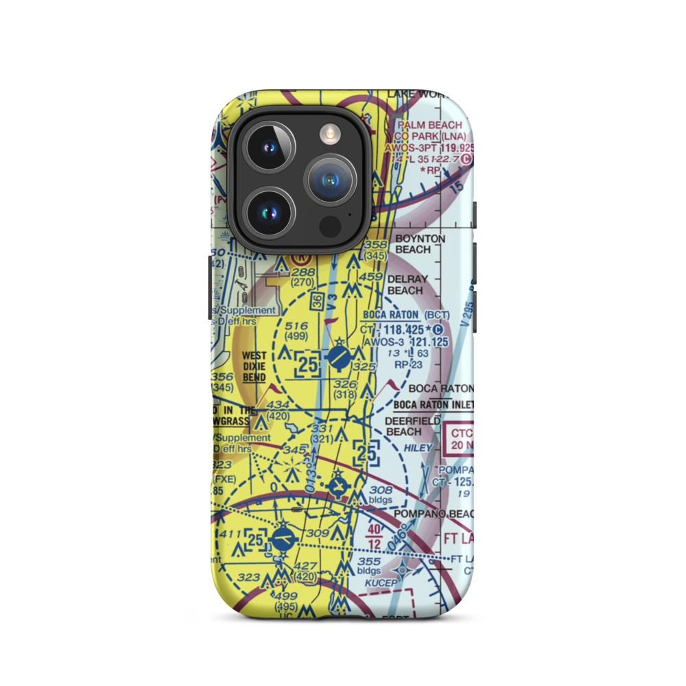 Boca Raton Airport (BCT) VFR Sectional  Tough iPhone Case iPhone 16 Pro model shown