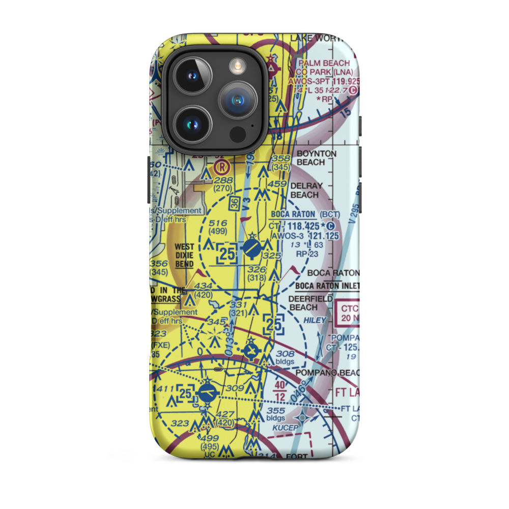 Boca Raton Airport (BCT) VFR Sectional  Tough iPhone Case iPhone 16 Pro Max model shown