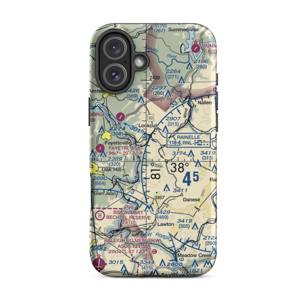 Bocamanu Airport (23WV) VFR Sectional  Tough iPhone Case iPhone 16 Plus model shown