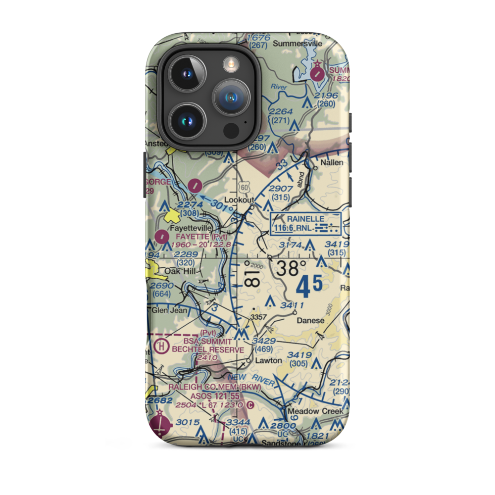 Bocamanu Airport (23WV) VFR Sectional  Tough iPhone Case iPhone 16 Pro Max model shown