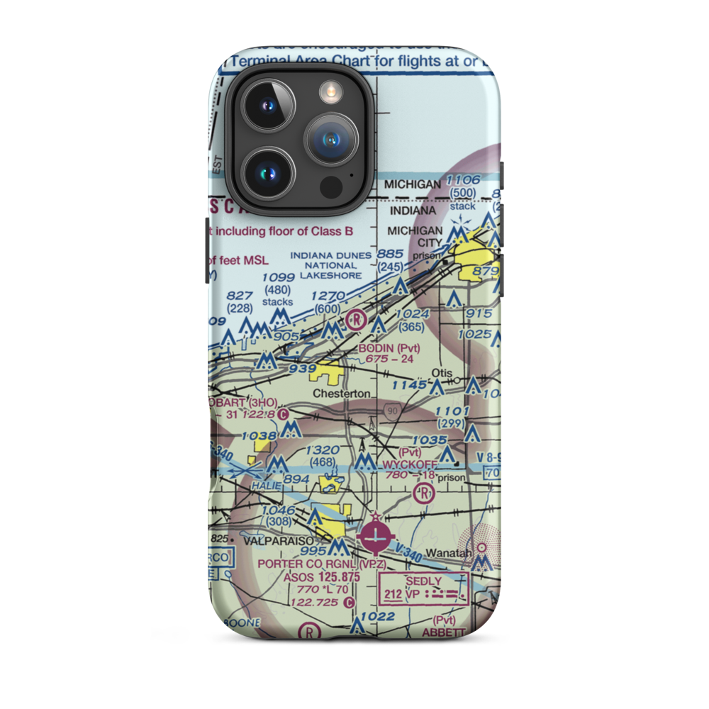 Bodin Airport (IN70) VFR Sectional  Tough iPhone Case iPhone 16 Pro Max model shown