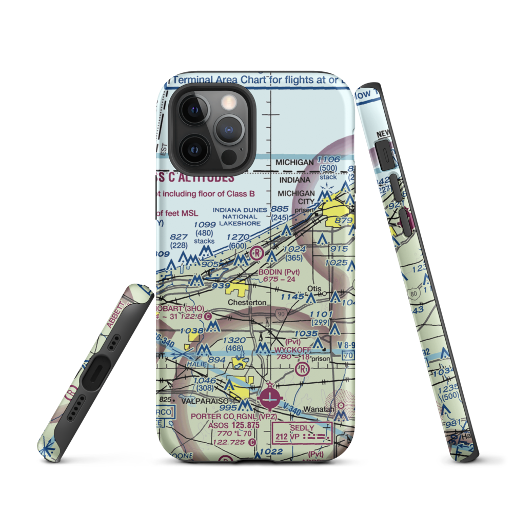 Bodin Airport (IN70) VFR Sectional  Tough iPhone Case iPhone 12 Pro model shown