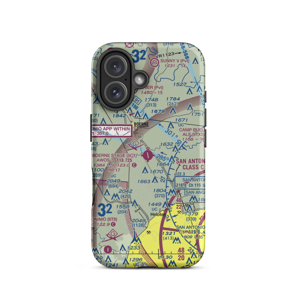 Boerne Stage Field (5C1) VFR Sectional  Tough iPhone Case iPhone 16 model shown