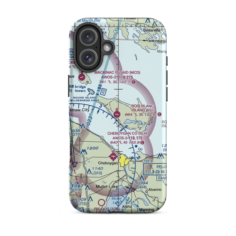 Bois Blanc Airport (6Y1) VFR Sectional  Tough iPhone Case iPhone 16 Plus model shown