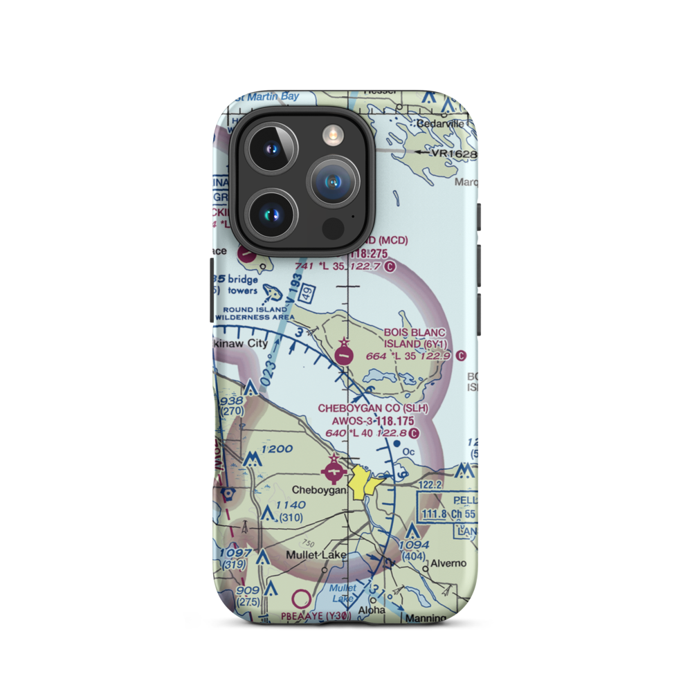 Bois Blanc Airport (6Y1) VFR Sectional  Tough iPhone Case iPhone 16 Pro model shown