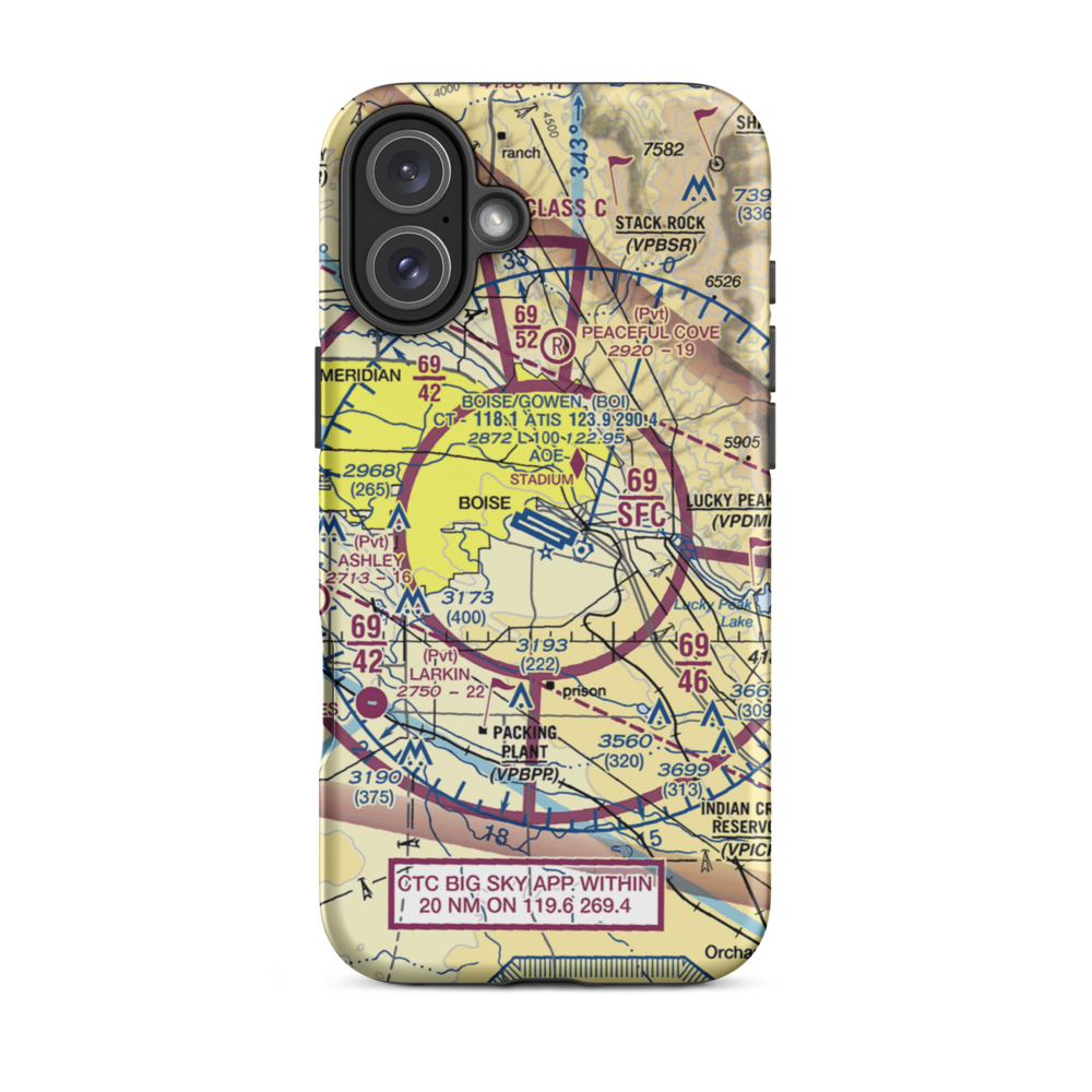 Boise Air Terminal/Gowen Field (BOI) VFR Sectional  Tough iPhone Case iPhone 16 Plus model shown