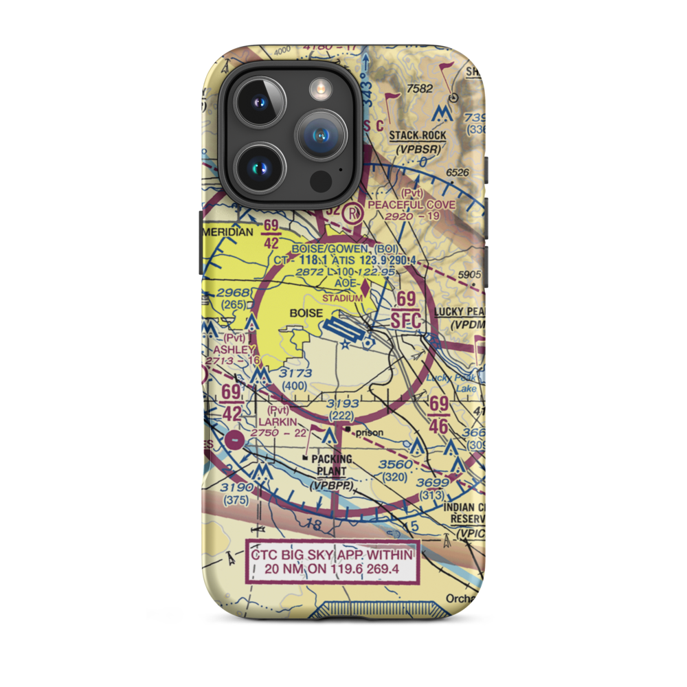 Boise Air Terminal/Gowen Field (BOI) VFR Sectional  Tough iPhone Case iPhone 16 Pro Max model shown