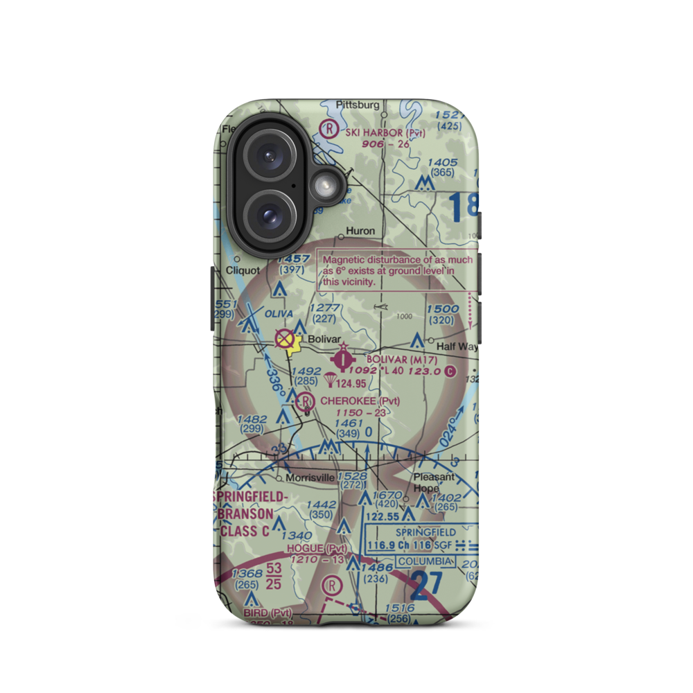 Bolivar Municipal Airport (M17) VFR Sectional  Tough iPhone Case iPhone 16 model shown