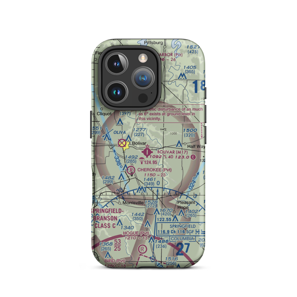 Bolivar Municipal Airport (M17) VFR Sectional  Tough iPhone Case iPhone 16 Pro model shown