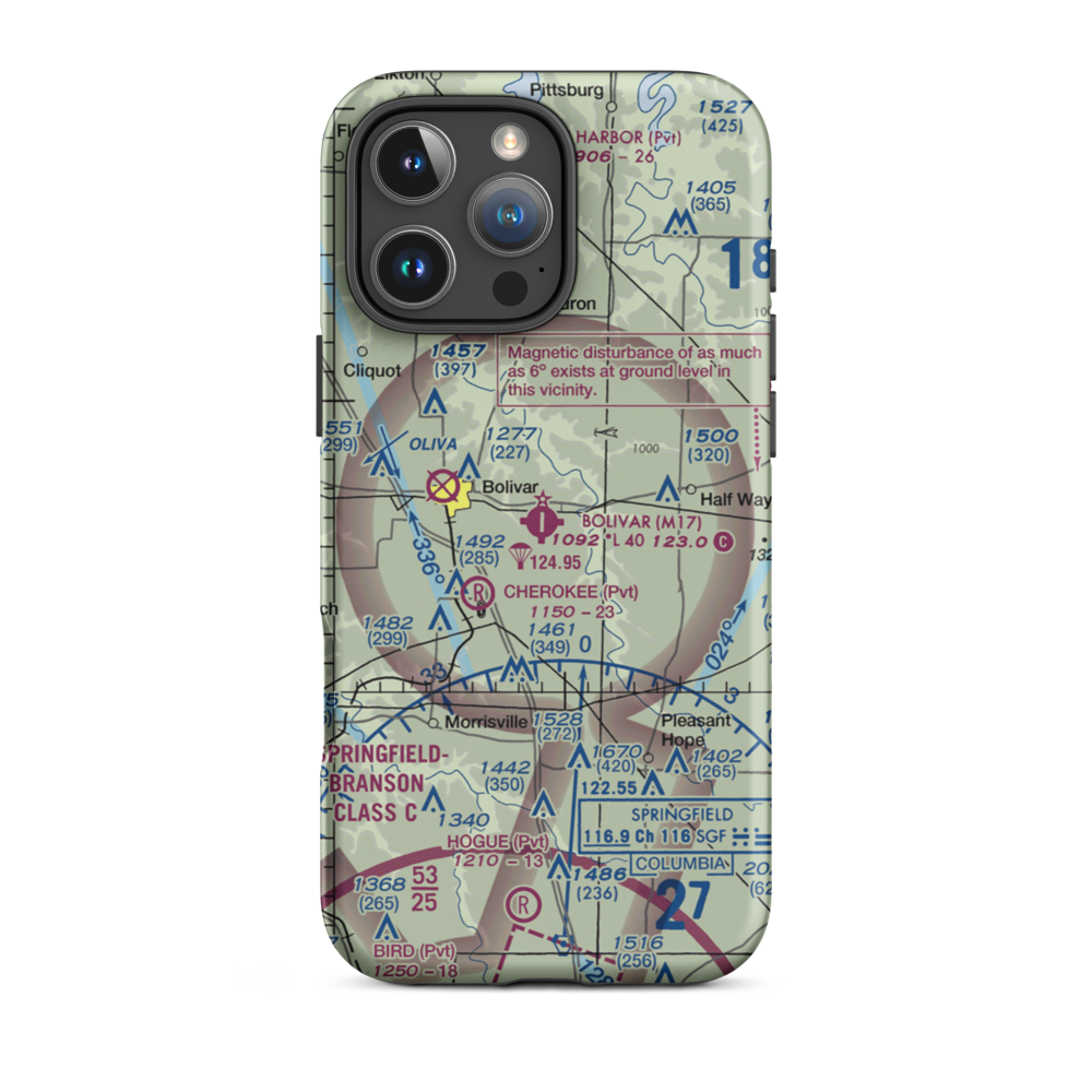 Bolivar Municipal Airport (M17) VFR Sectional  Tough iPhone Case iPhone 16 Pro Max model shown