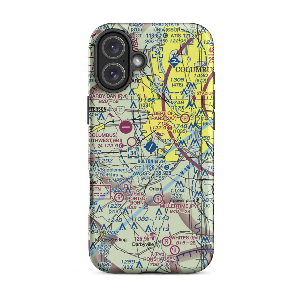 Bolton Field (TZR) VFR Sectional  Tough iPhone Case iPhone 16 Plus model shown
