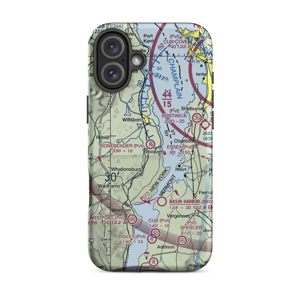 Bonebender Airport (41NY) VFR Sectional  Tough iPhone Case iPhone 16 Plus model shown