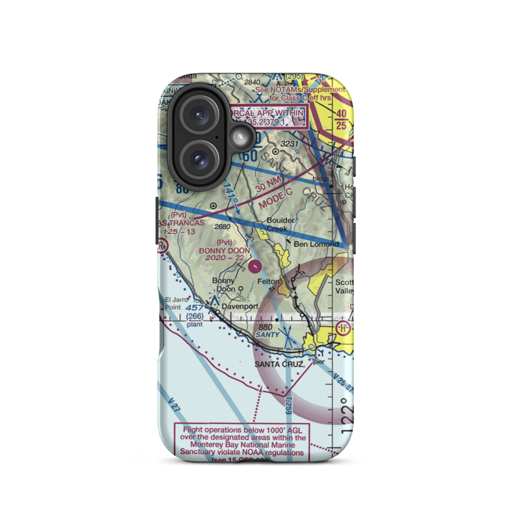 Bonny Doon Village Airport (CL77) VFR Sectional  Tough iPhone Case iPhone 16 model shown