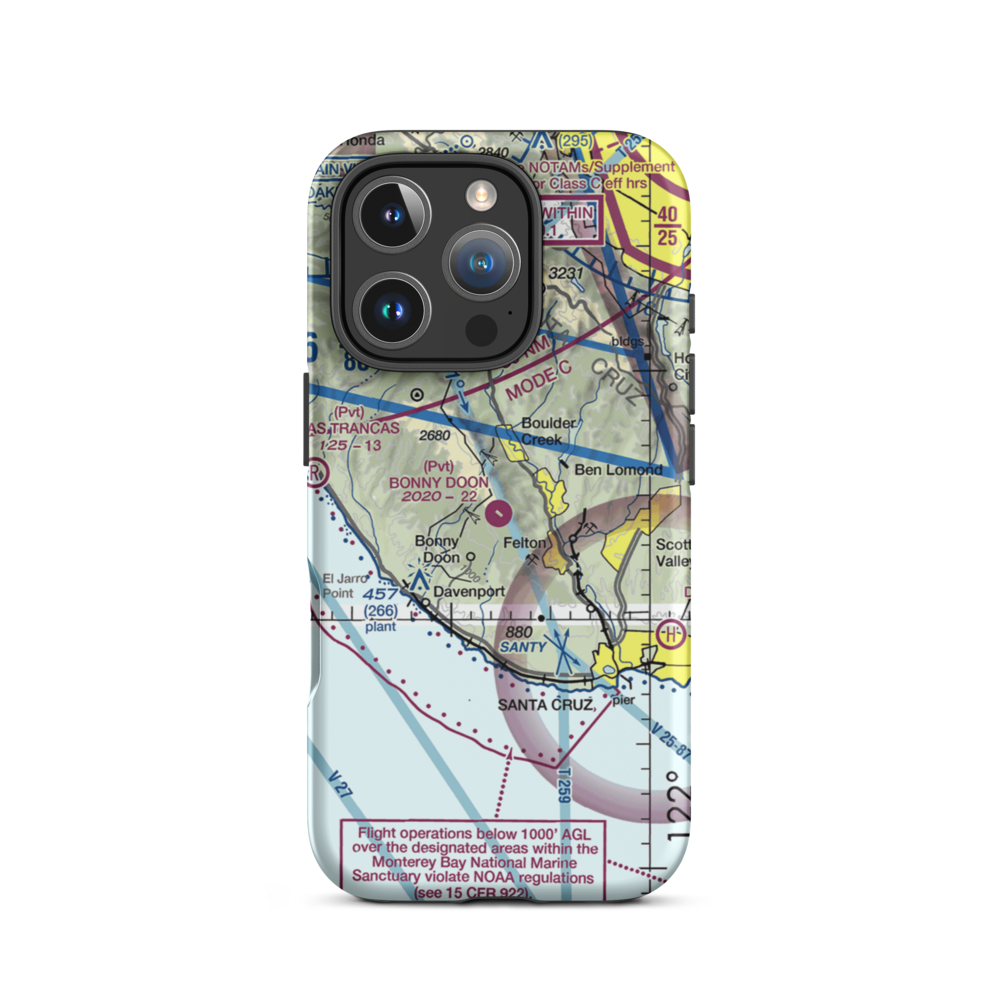 Bonny Doon Village Airport (CL77) VFR Sectional  Tough iPhone Case iPhone 16 Pro model shown