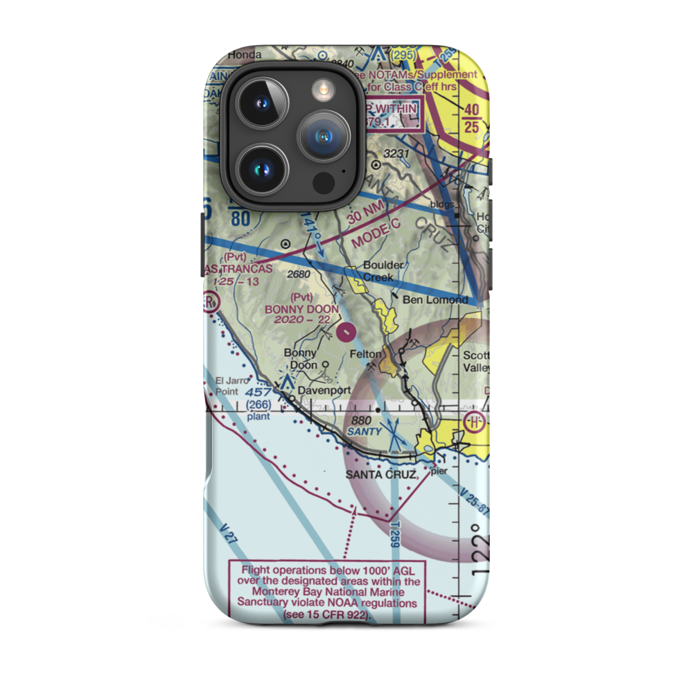Bonny Doon Village Airport (CL77) VFR Sectional  Tough iPhone Case iPhone 16 Pro Max model shown