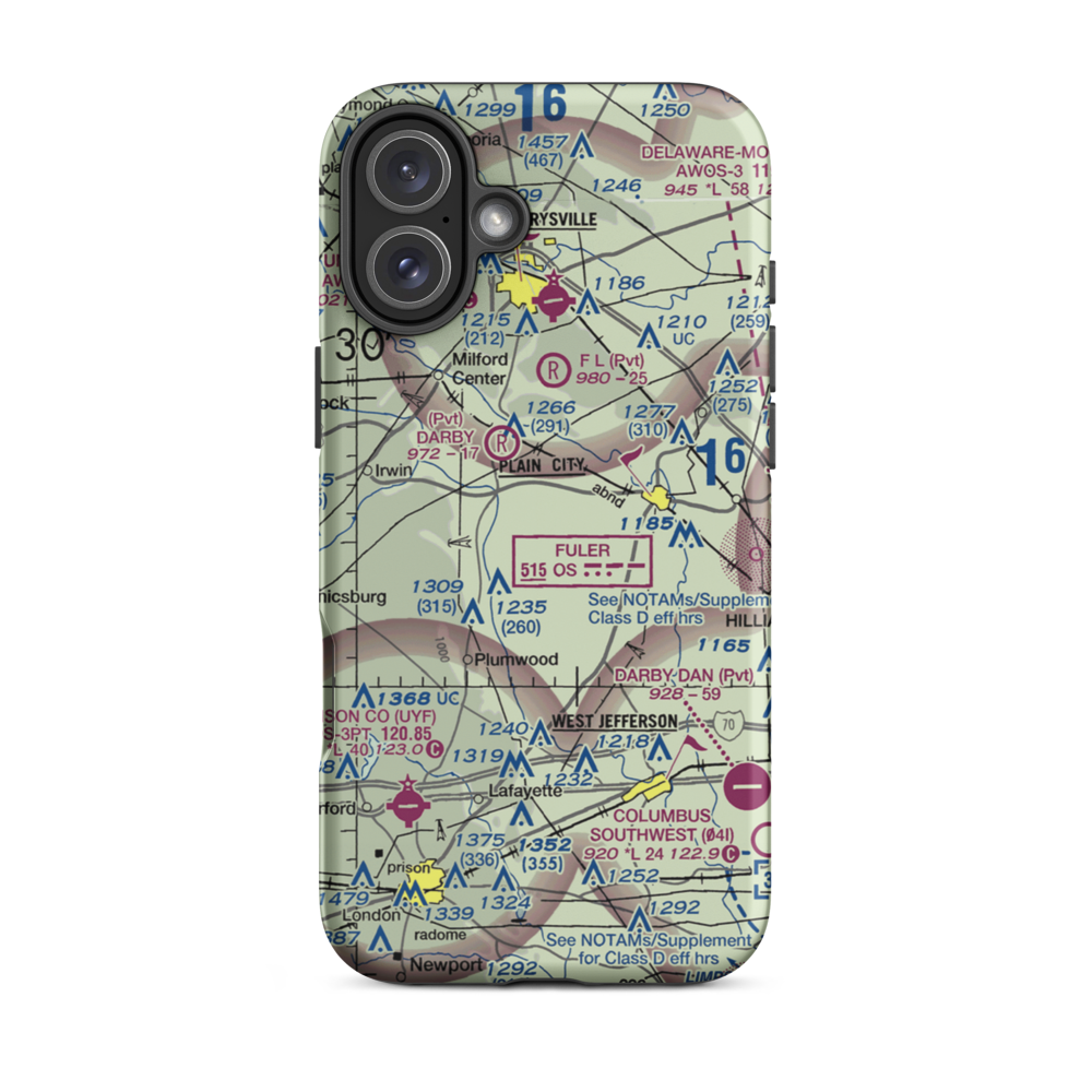 Boober Airport (US-0111) VFR Sectional  Tough iPhone Case iPhone 16 Plus model shown