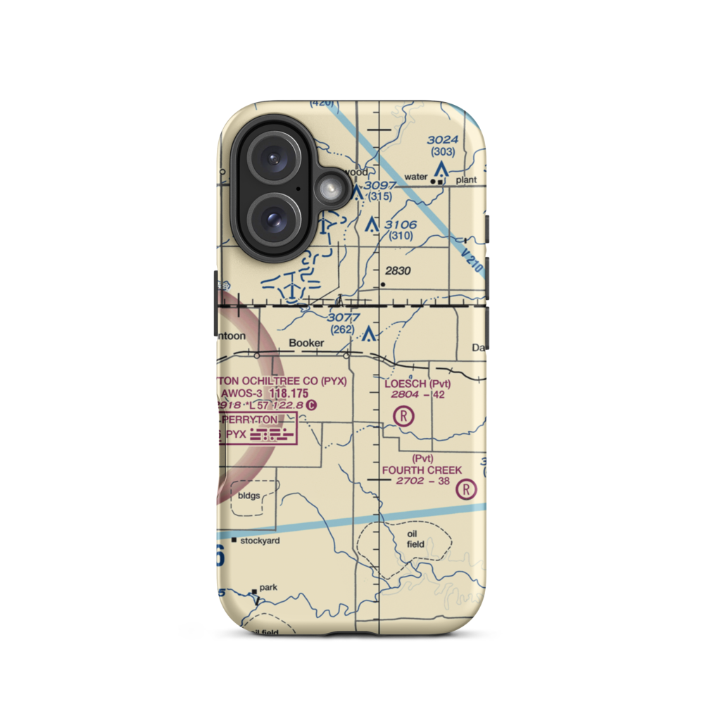Booker Airport (US-0149) VFR Sectional  Tough iPhone Case iPhone 16 model shown