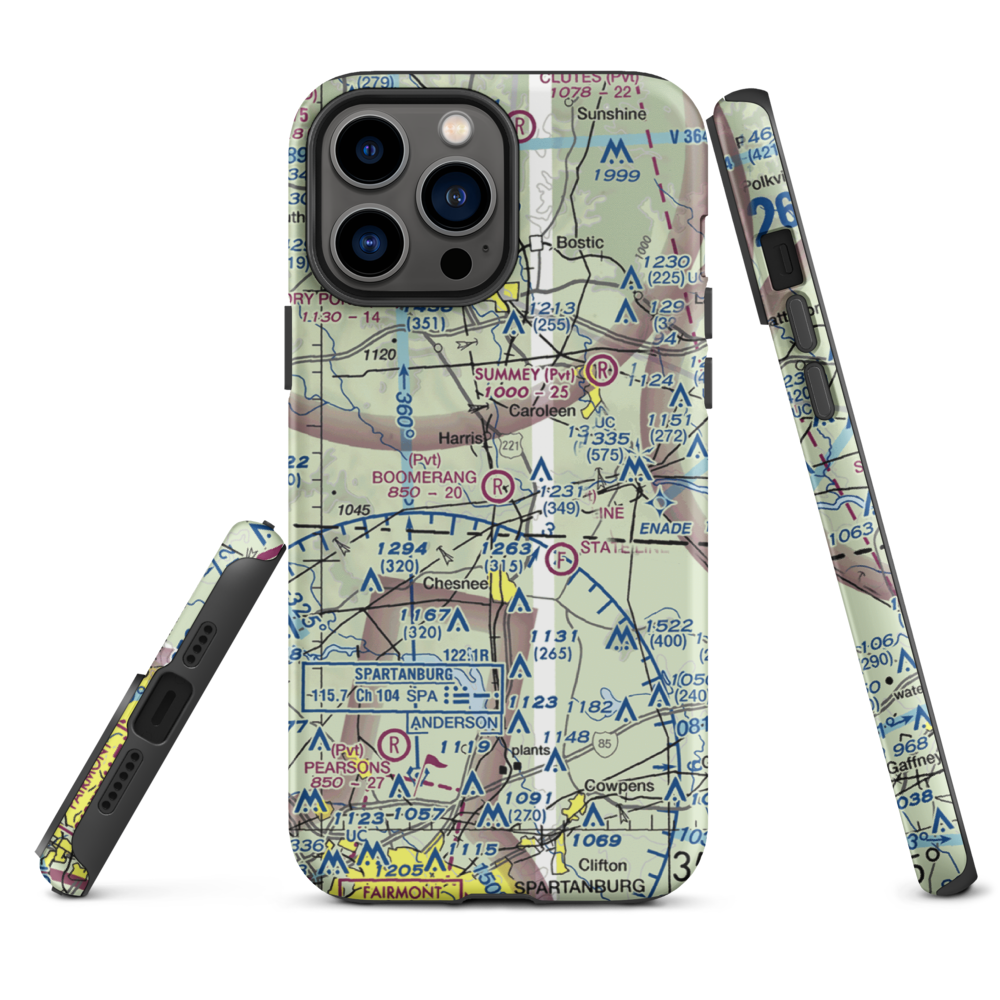 Boomerang Airport (NC02) VFR Sectional  Tough iPhone Case iPhone 13 Pro Max model shown