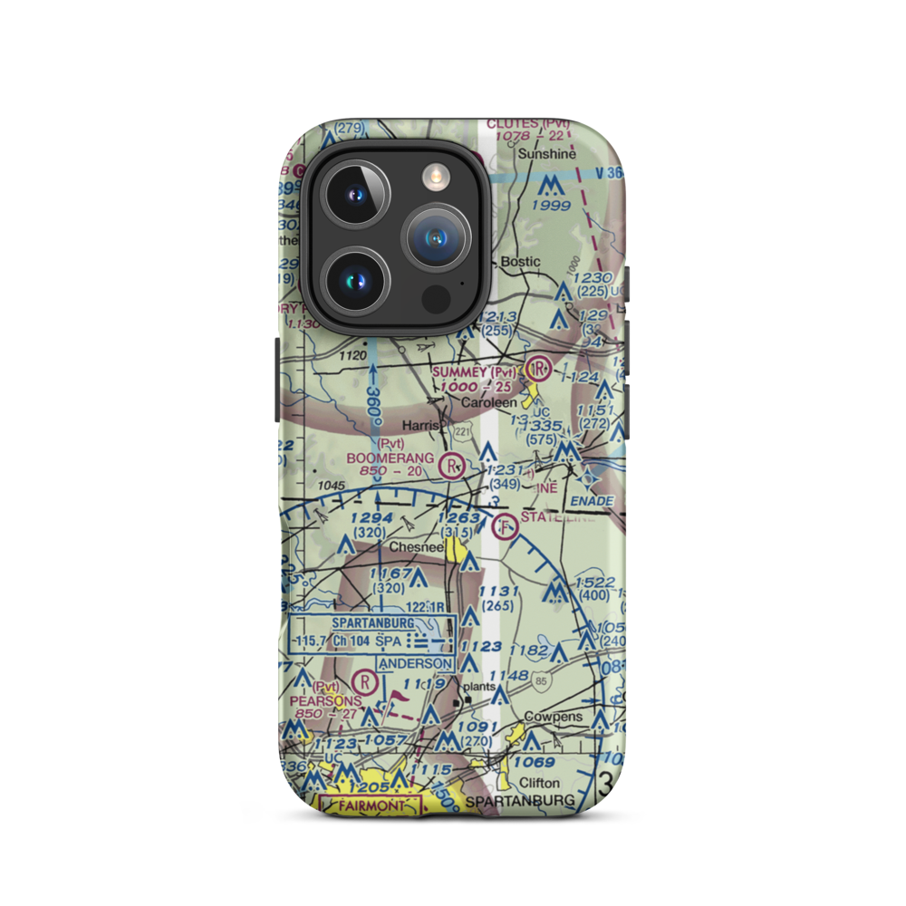 Boomerang Airport (NC02) VFR Sectional  Tough iPhone Case iPhone 16 Pro model shown