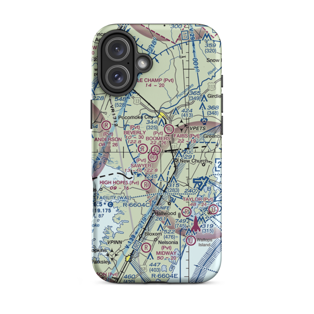 Boomers Field (7MD7) VFR Sectional  Tough iPhone Case iPhone 16 Plus model shown