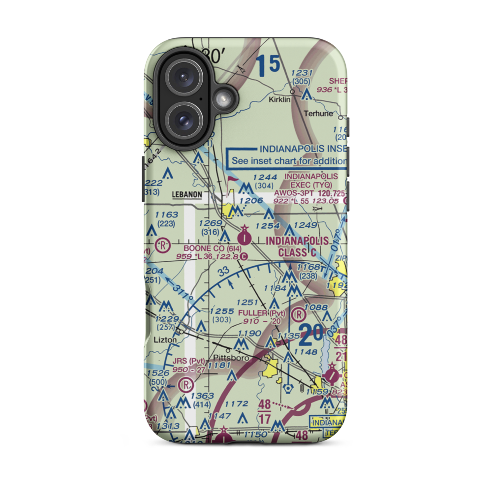 Boone County Airport (6I4) VFR Sectional  Tough iPhone Case iPhone 16 Plus model shown