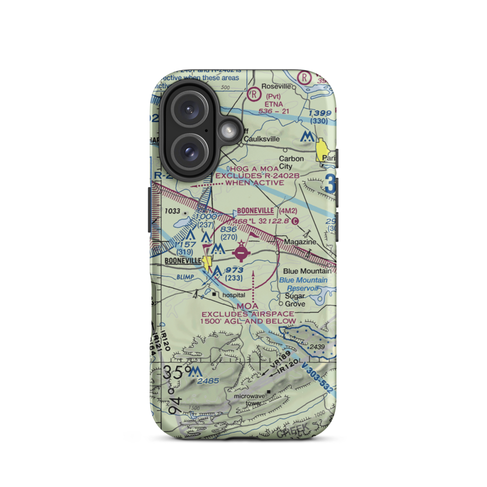 Booneville Municipal Airport (4M2) VFR Sectional  Tough iPhone Case iPhone 16 model shown