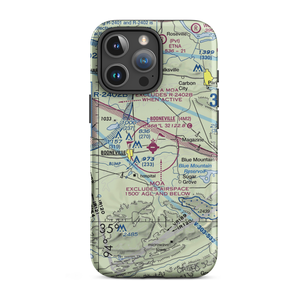 Booneville Municipal Airport (4M2) VFR Sectional  Tough iPhone Case iPhone 16 Pro Max model shown