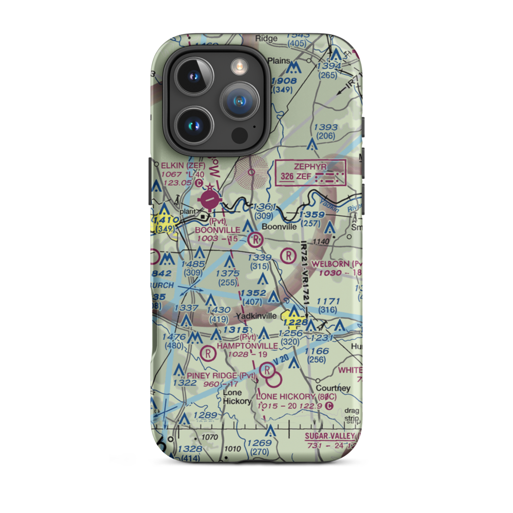 Boonville Airport (26NC) VFR Sectional  Tough iPhone Case iPhone 16 Pro Max model shown