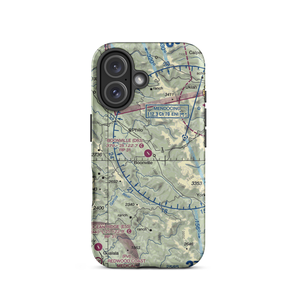 Boonville Airport (D83) VFR Sectional  Tough iPhone Case iPhone 16 model shown