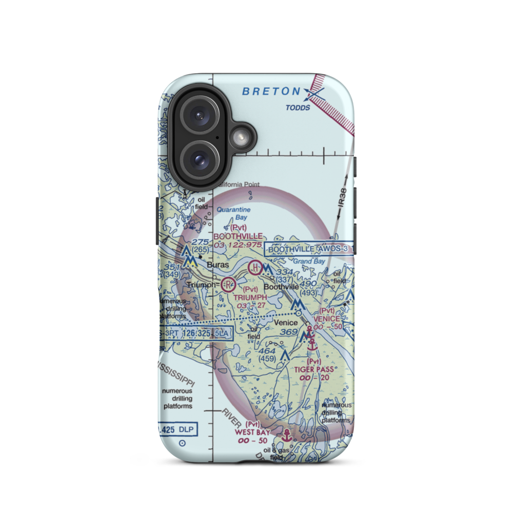 Boothville Heliport (LNQ) VFR Sectional  Tough iPhone Case iPhone 16 model shown