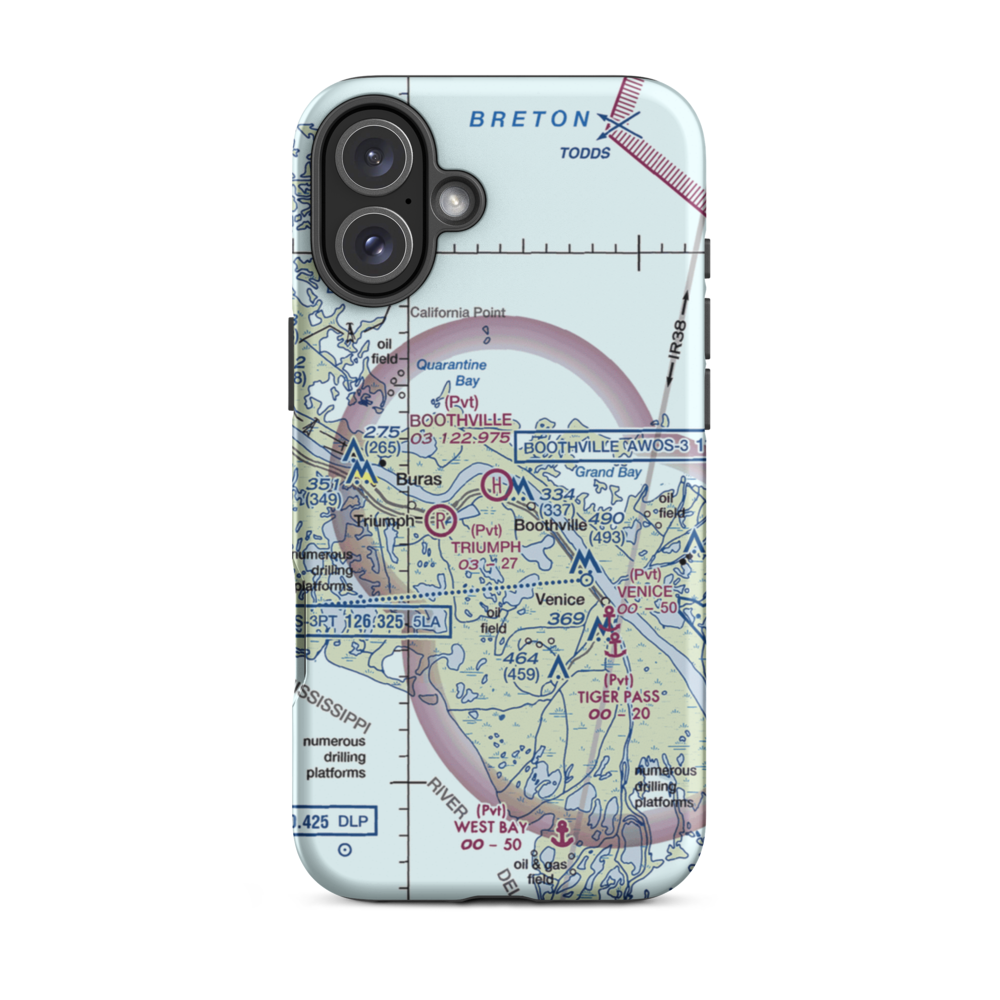 Boothville Heliport (LNQ) VFR Sectional  Tough iPhone Case iPhone 16 Plus model shown