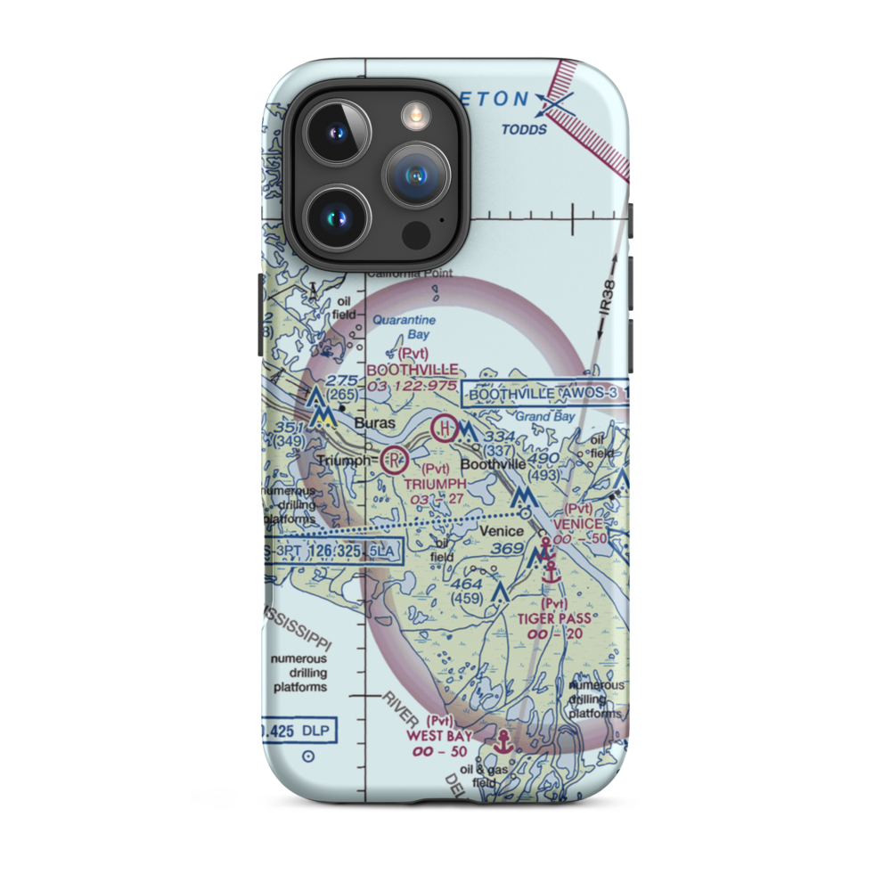Boothville Heliport (LNQ) VFR Sectional  Tough iPhone Case iPhone 16 Pro Max model shown