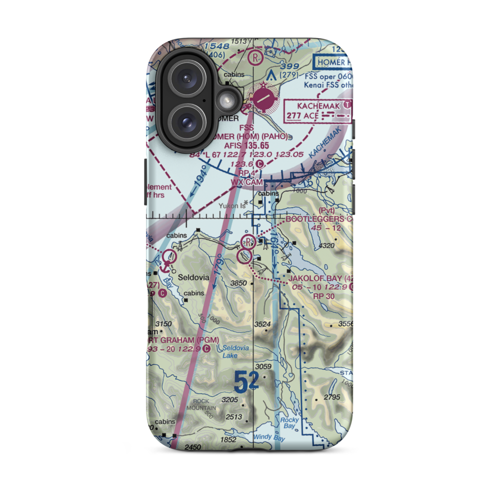 Bootleggers Cove Airport (2AK4) VFR Sectional  Tough iPhone Case iPhone 16 Plus model shown