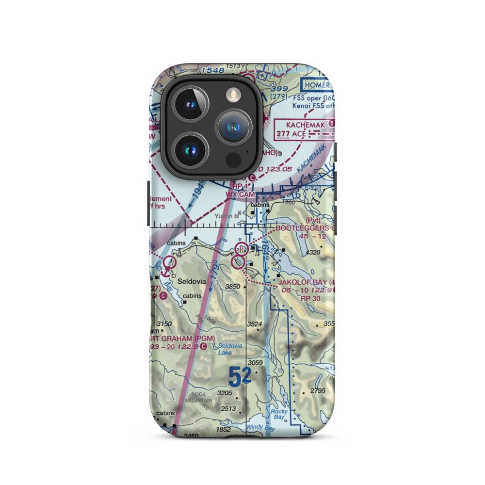 Bootleggers Cove Airport (2AK4) VFR Sectional  Tough iPhone Case iPhone 16 Pro model shown