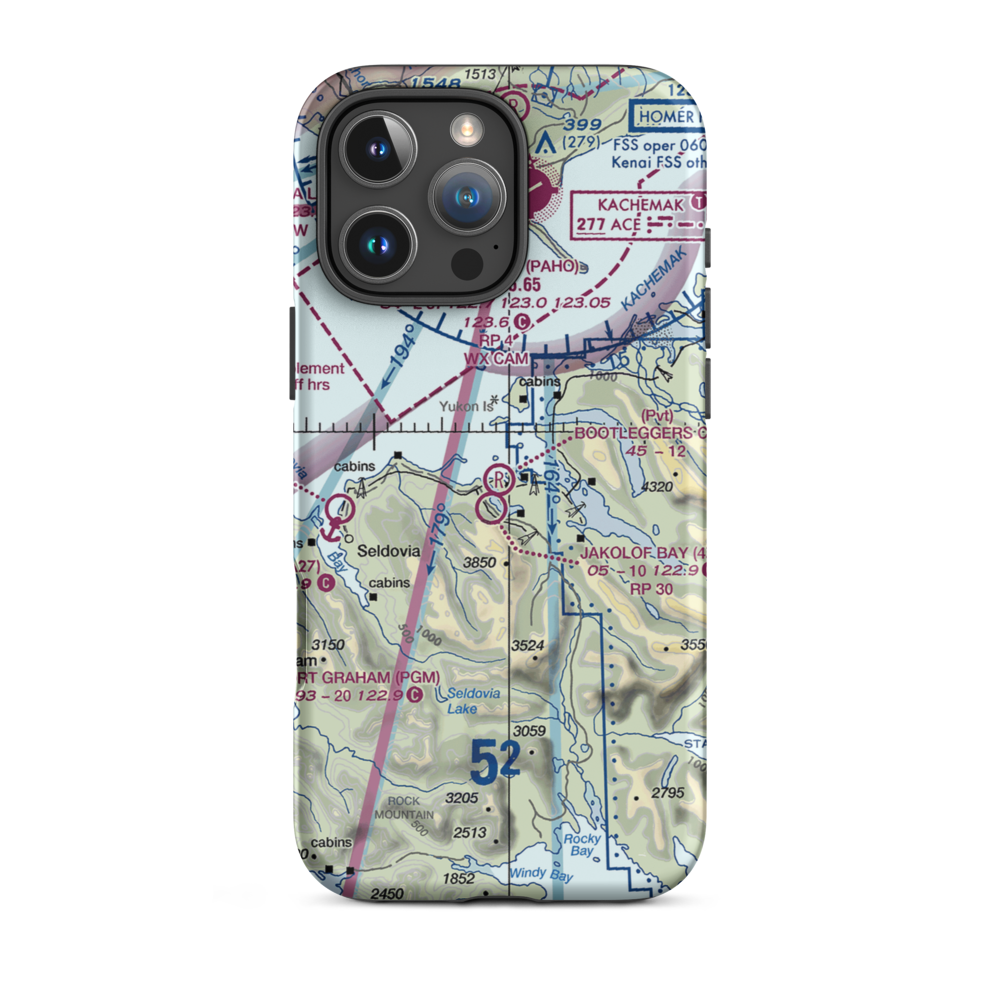 Bootleggers Cove Airport (2AK4) VFR Sectional  Tough iPhone Case iPhone 16 Pro Max model shown