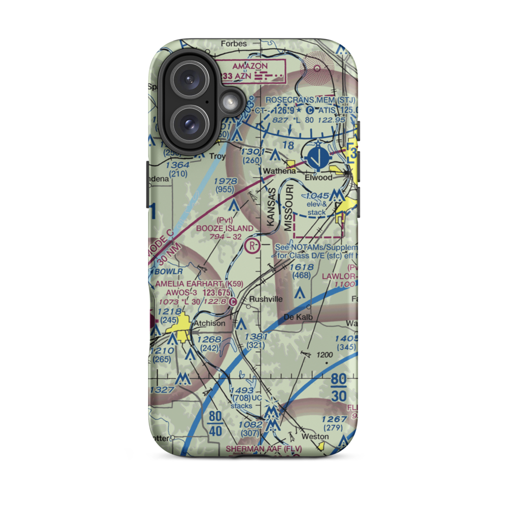 Booze Island Airport (64MO) VFR Sectional  Tough iPhone Case iPhone 16 Plus model shown