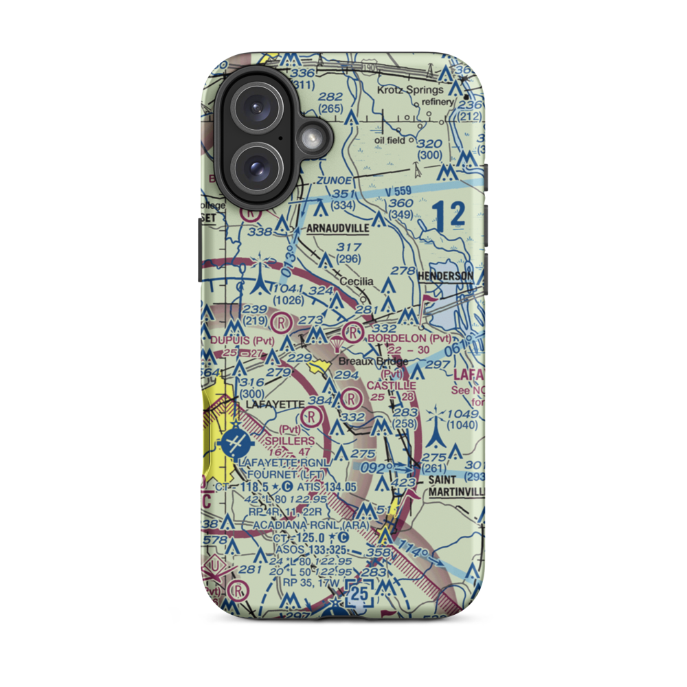 Bordelon Airpark (LS34) VFR Sectional  Tough iPhone Case iPhone 16 Plus model shown